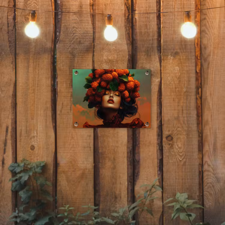 Tuinposter - Vrouw met Frambozen op Hoofd — 2