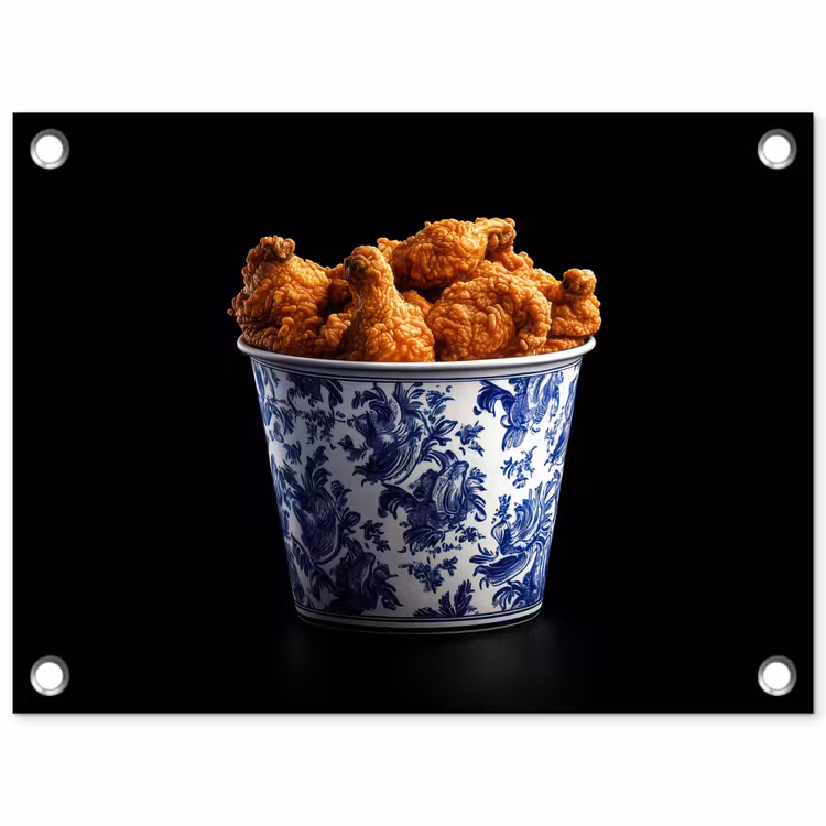 Tuinposter - Kip - Bucket - Delfts blauw - Lekker
