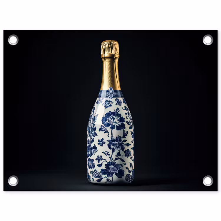Tuinposter - Champagne - Bloemen - Goud - Chique