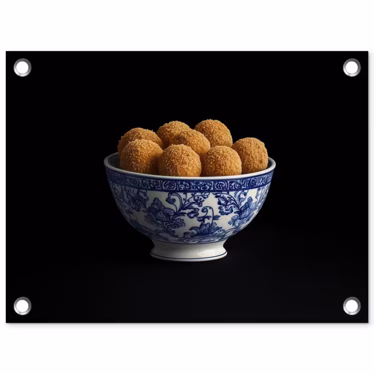 Tuinposter - Delfts blauw - Bitterballen - Holland - Schaal