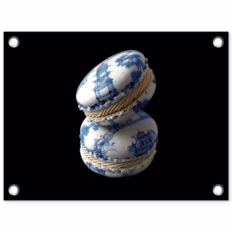 Tuinposter - Eten - Macarons - Delfts blauw - Koekjes