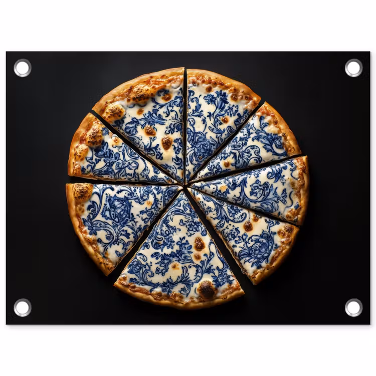 Tuinposter - Pizza - Eten - Delftsblauw