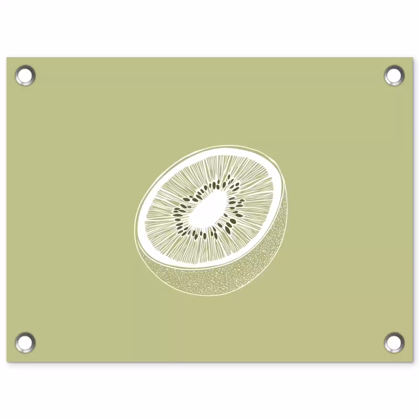 Tuinposter - Kiwi - Lijntekening - Minimalistisch - Groen — 1