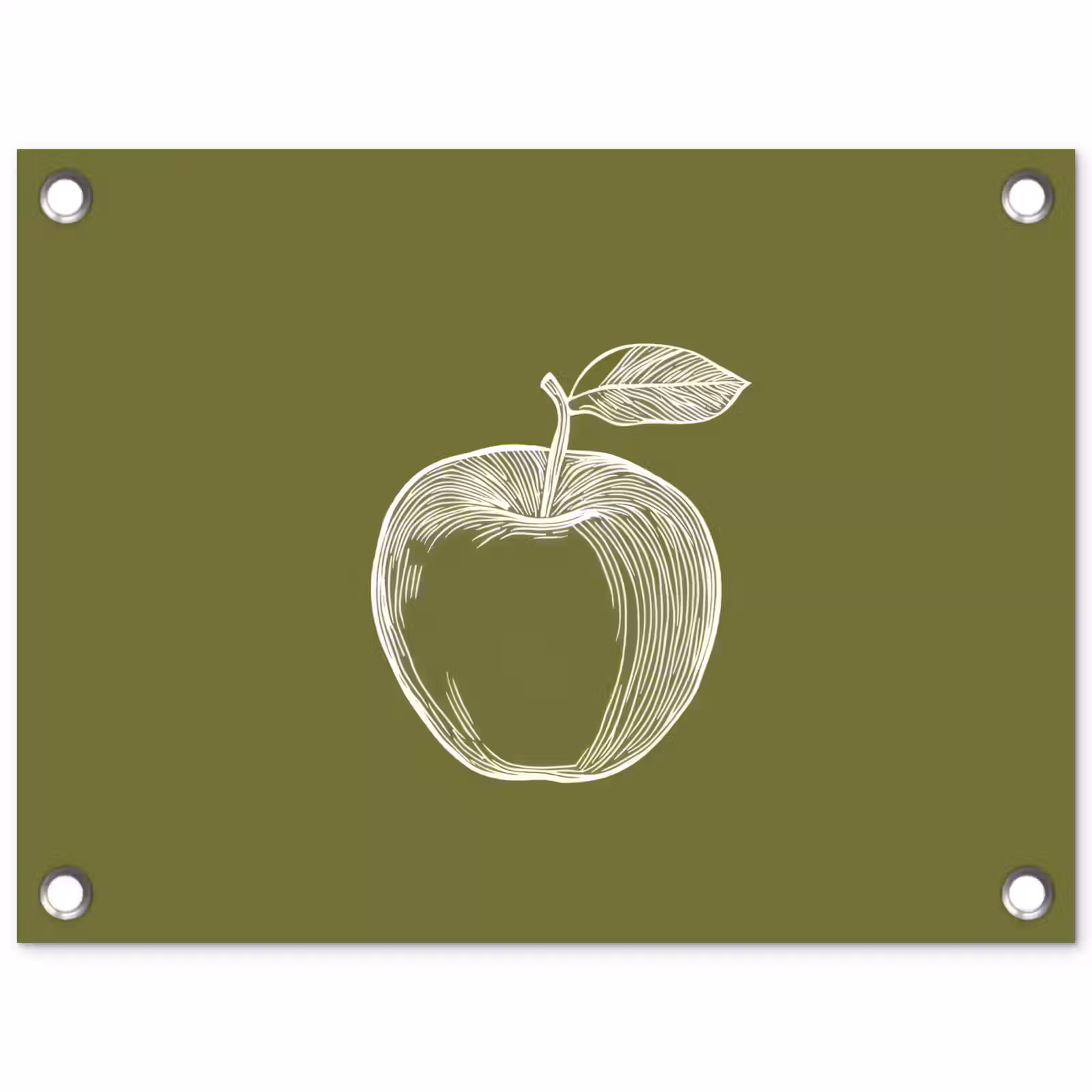 Tuinposter - Lijntekening - Appel - Olijfgroen - Blaadje — 1