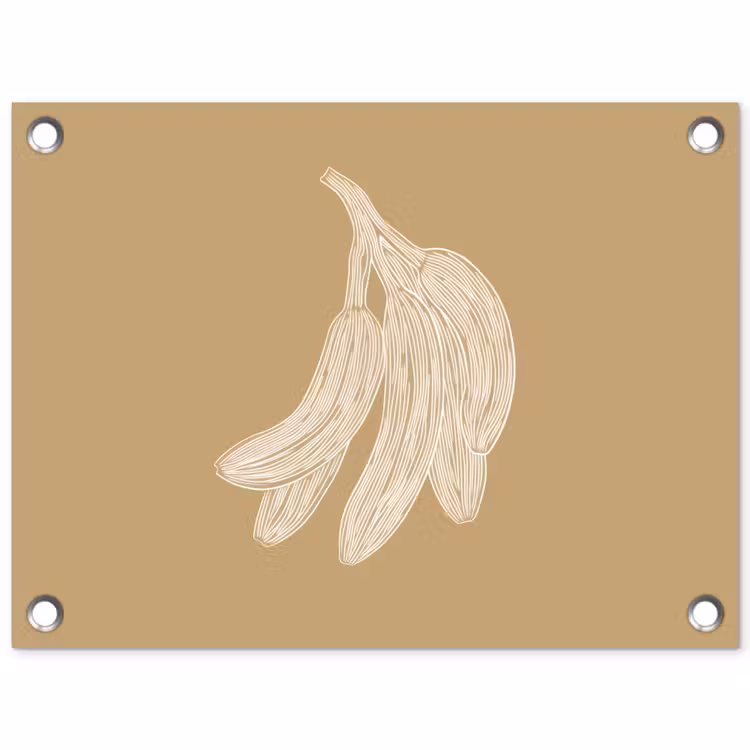 Tuinposter - Bananen - Beige - Lijntekening - Minimalistisch — 1