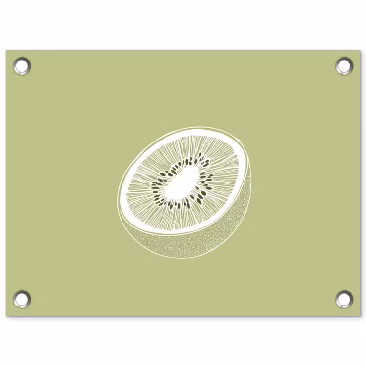 Tuinposter - Kiwi - Lijntekening - Minimalistisch - Groen — 1