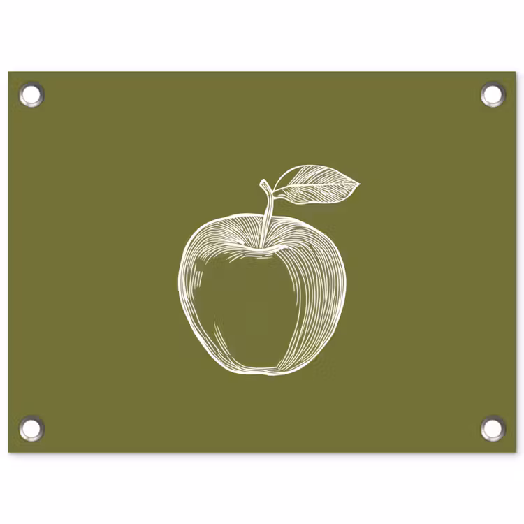 Tuinposter - Lijntekening - Appel - Olijfgroen - Blaadje — 1