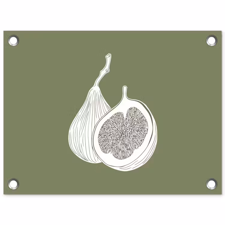 Tuinposter - Vijgen - Minimalistisch - Getekend - Mosgroen — 1