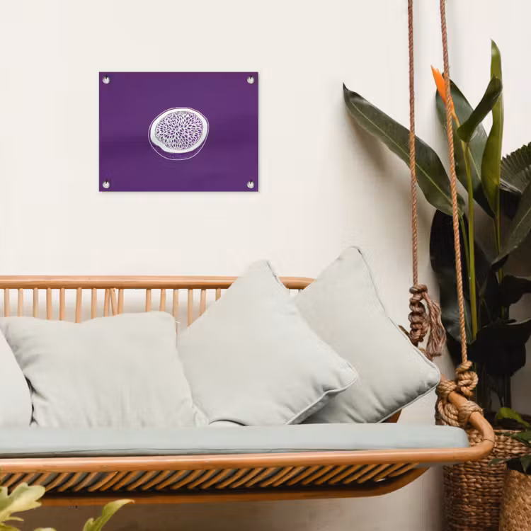 Tuinposter - Passievrucht - Zaadjes - Paars - Minimalistisch — 5