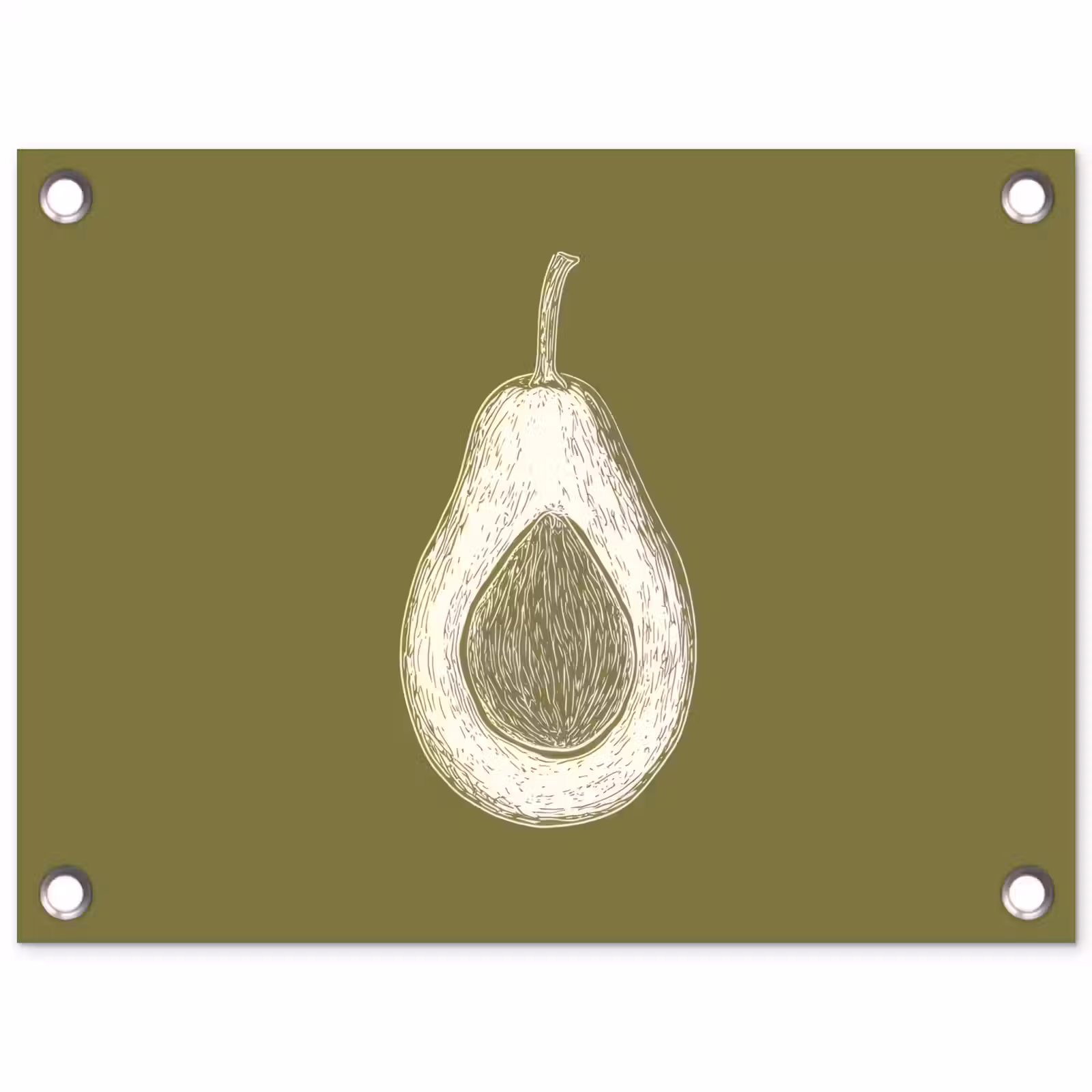 Tuinposter - Avocado - Minimalistisch - Illustratie - Groen — 1