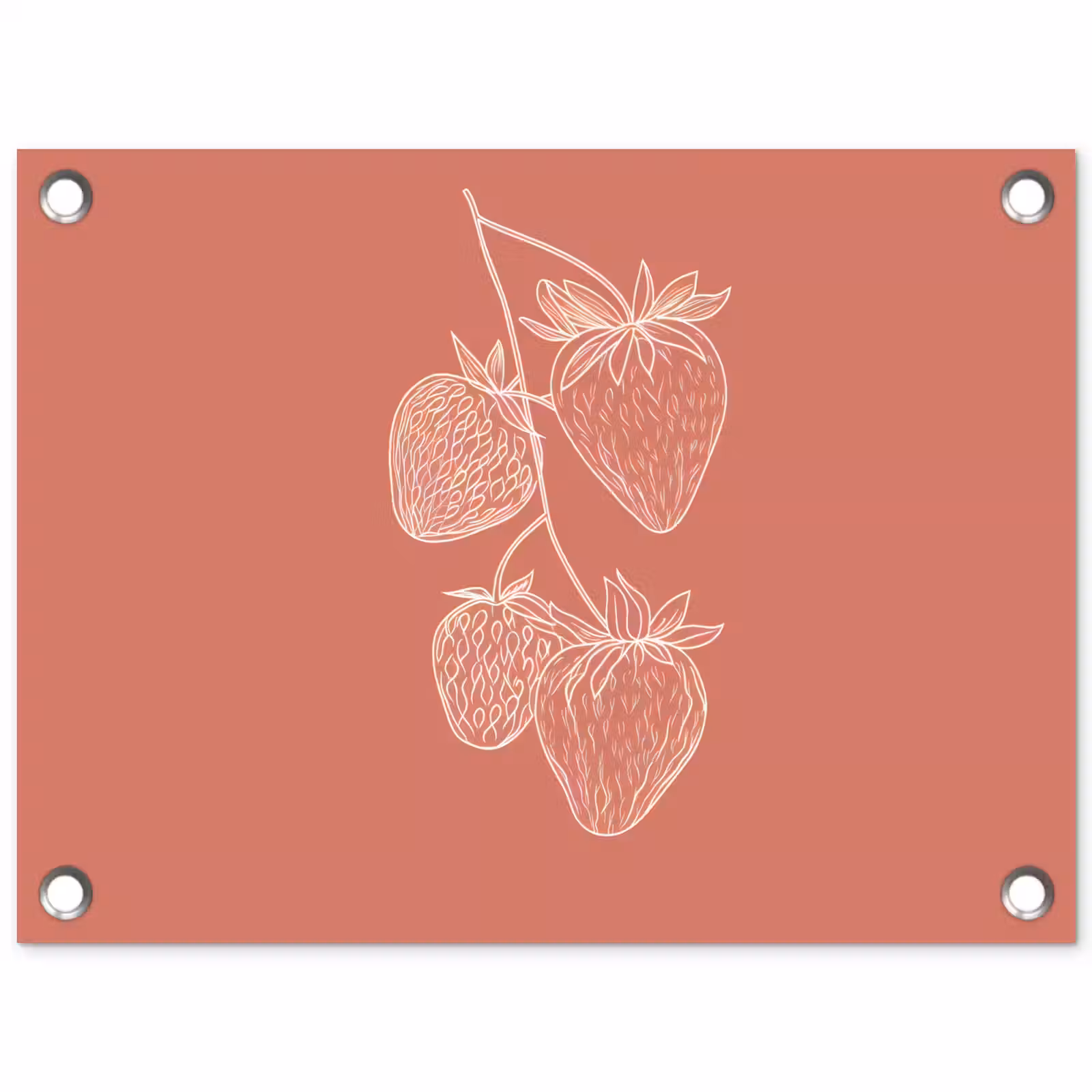 Tuinposter - Minimalistisch - Illustratie - Aardbei - Tak — 1