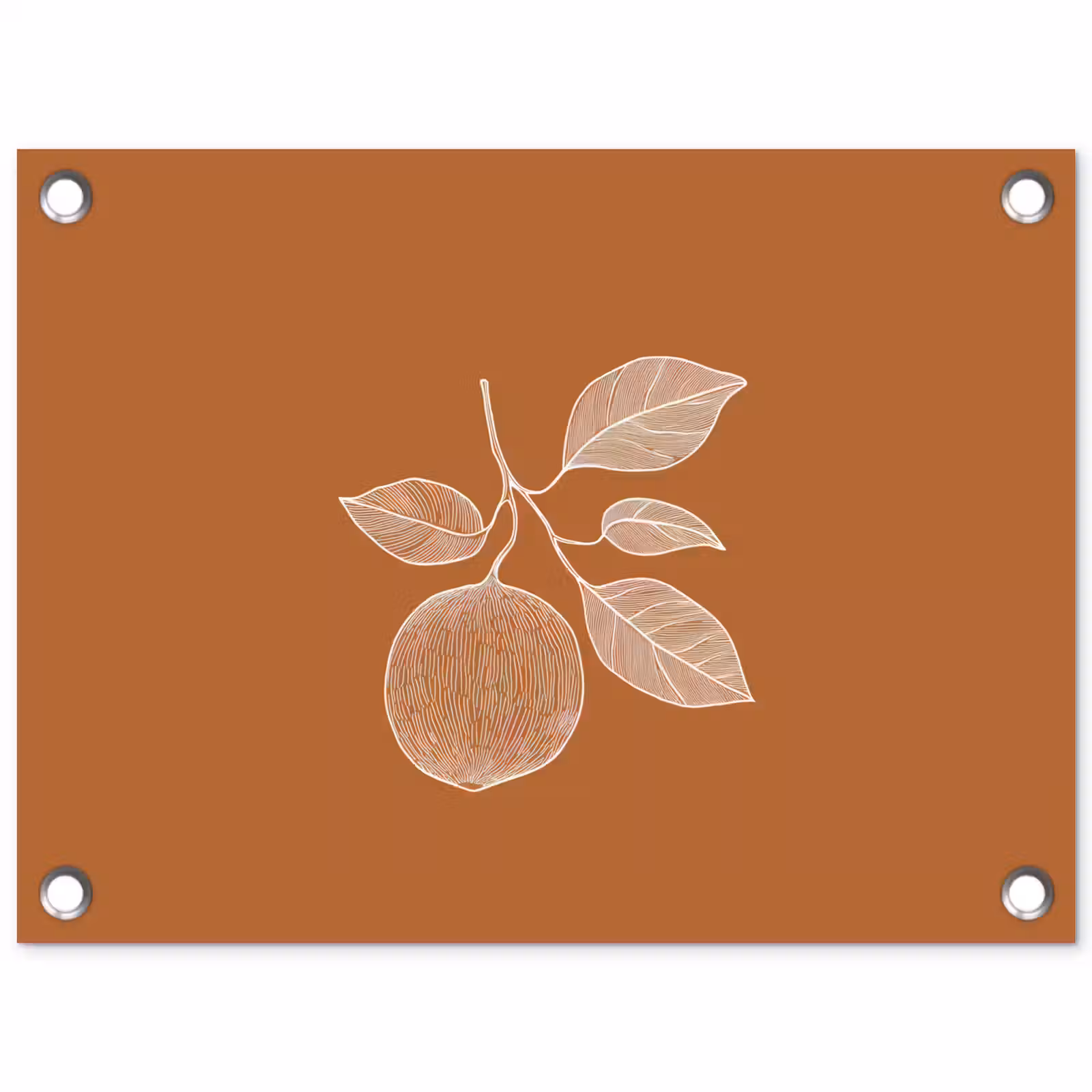 Tuinposter - Sinaasappel - Getekend - Bladeren - Bruin — 1