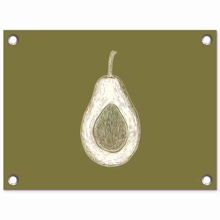 Tuinposter - Avocado - Minimalistisch - Illustratie - Groen — 1