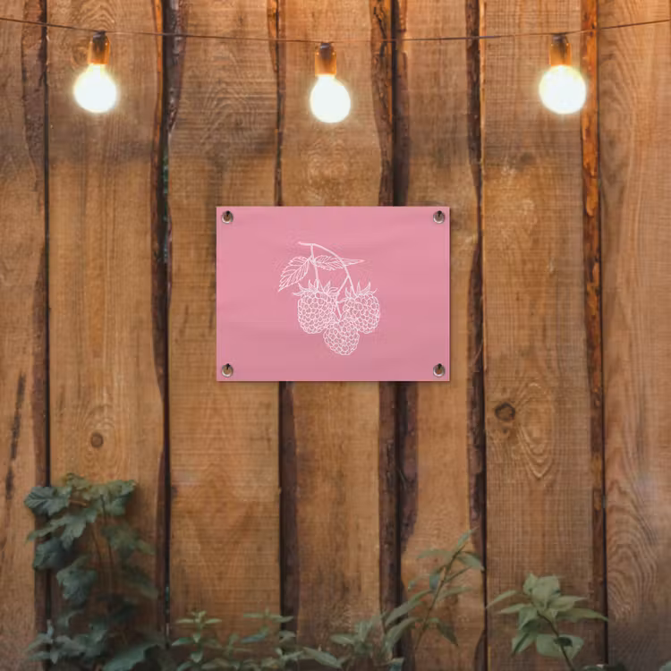Tuinposter - Frambozen - Steel - Getekend - Roze — 2