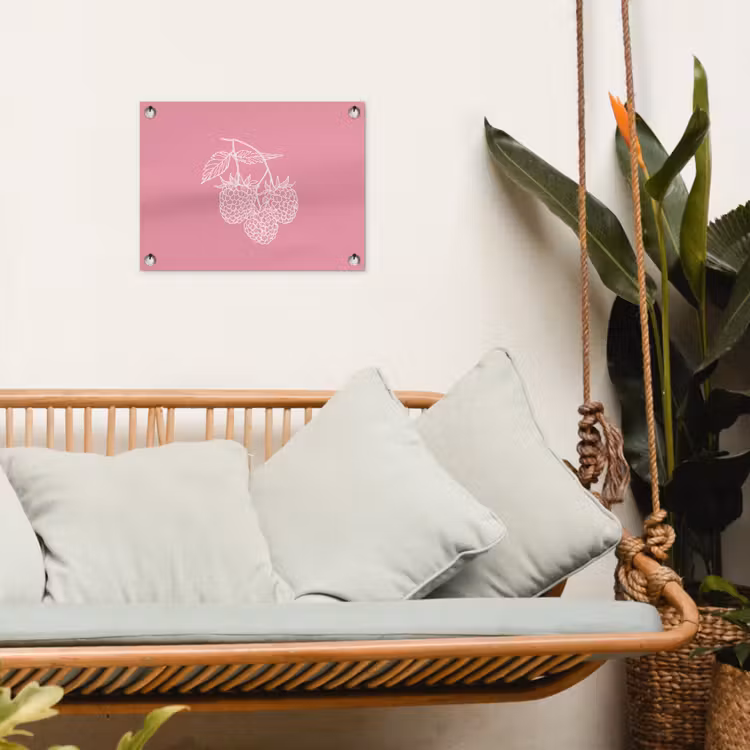 Tuinposter - Frambozen - Steel - Getekend - Roze — 5