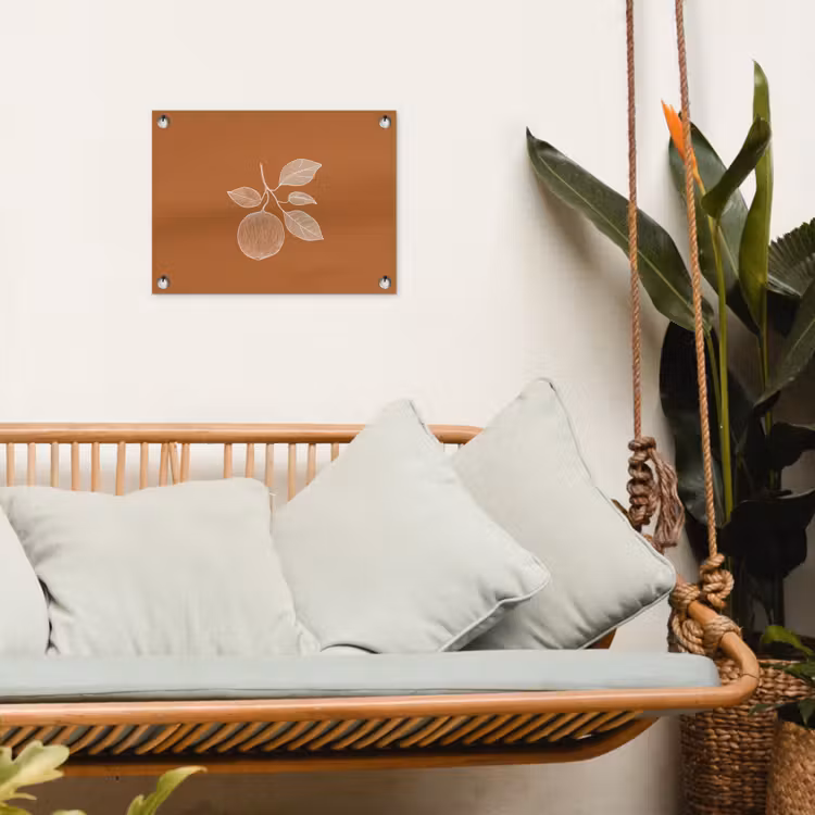 Tuinposter - Sinaasappel - Getekend - Bladeren - Bruin — 5