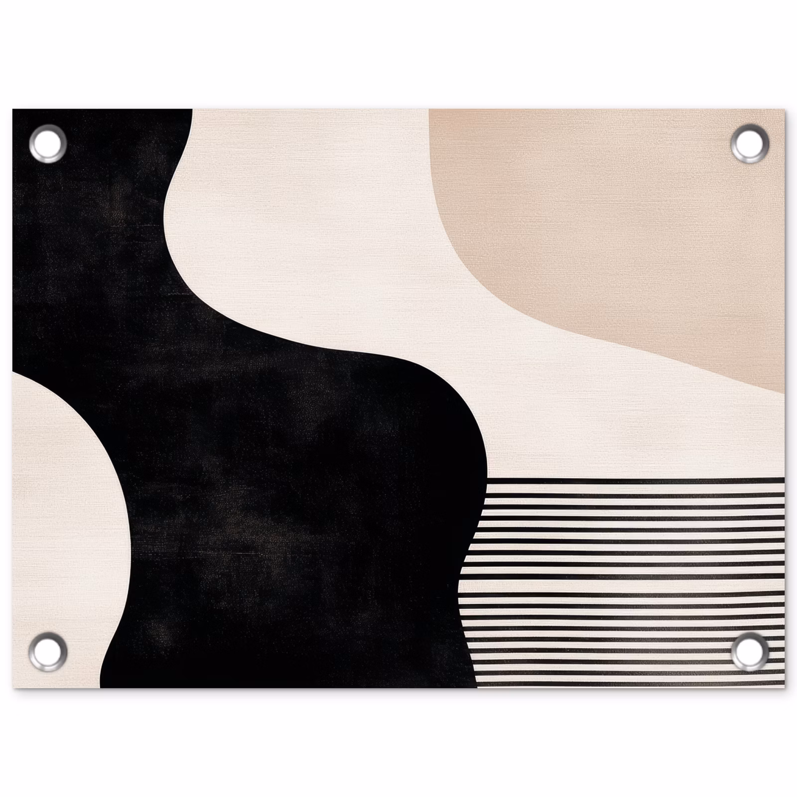 Tuinposter - Abstracte Vormen Strepen Zwart Beige — 1