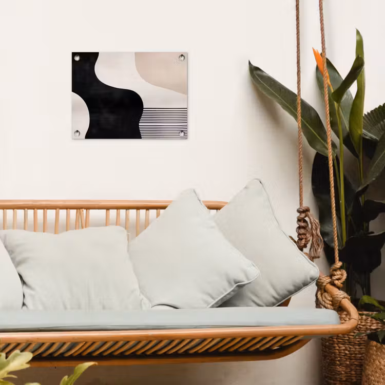 Tuinposter - Abstracte Vormen Strepen Zwart Beige — 5