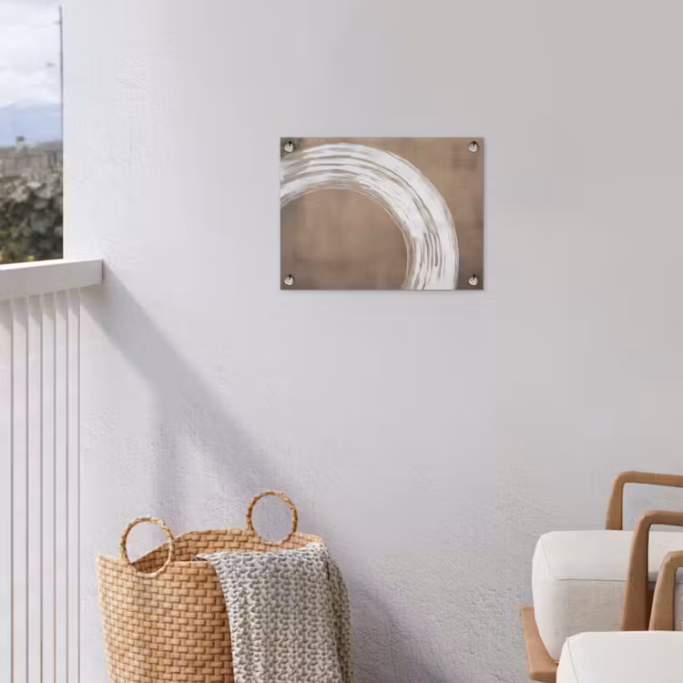 Tuinposter - Penseelstreek Cirkel Wit Taupe — 3