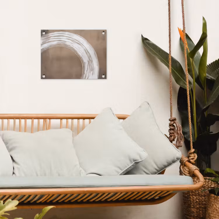 Tuinposter - Penseelstreek Cirkel Wit Taupe — 5