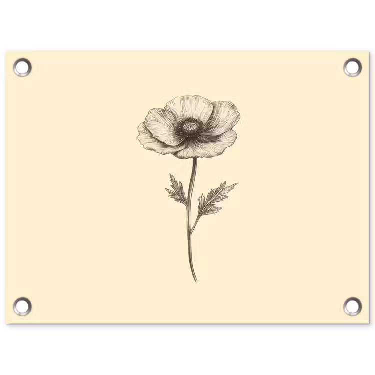 Tuinposter - Klaproos - Illustratie - Zwart — 1