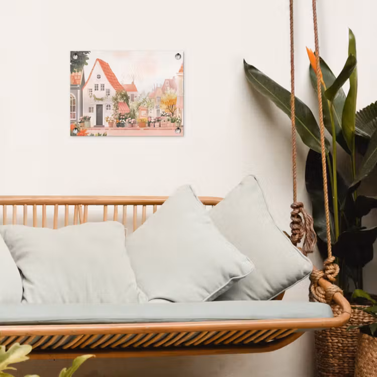 Tuinposter - Bloemen - Huizen - Dorp — 5