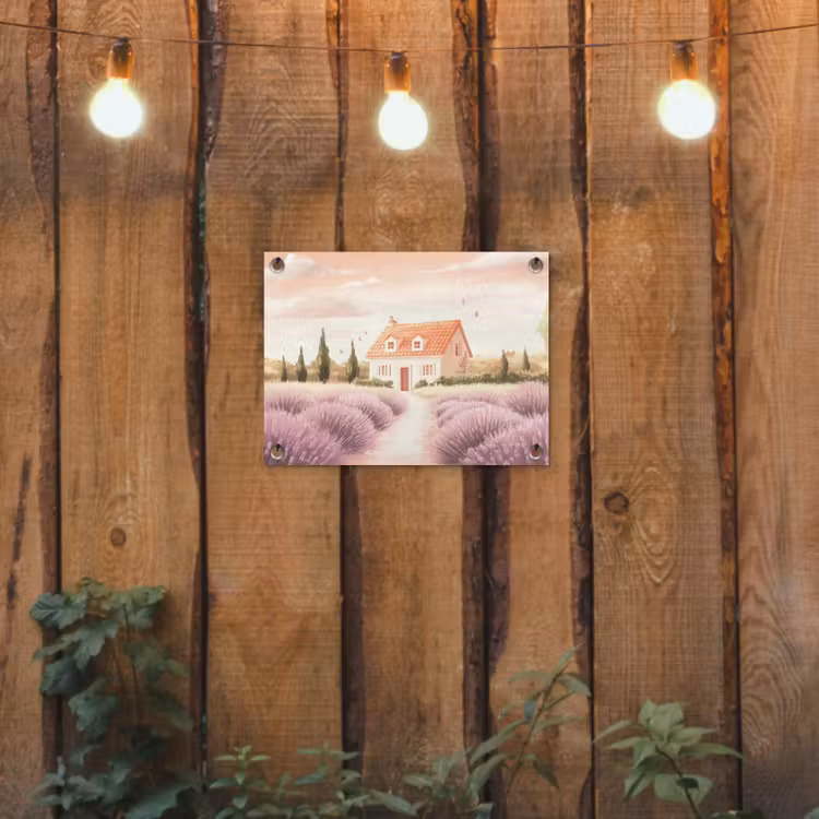 Tuinposter - Lavendelveld - Huis - Paars — 2