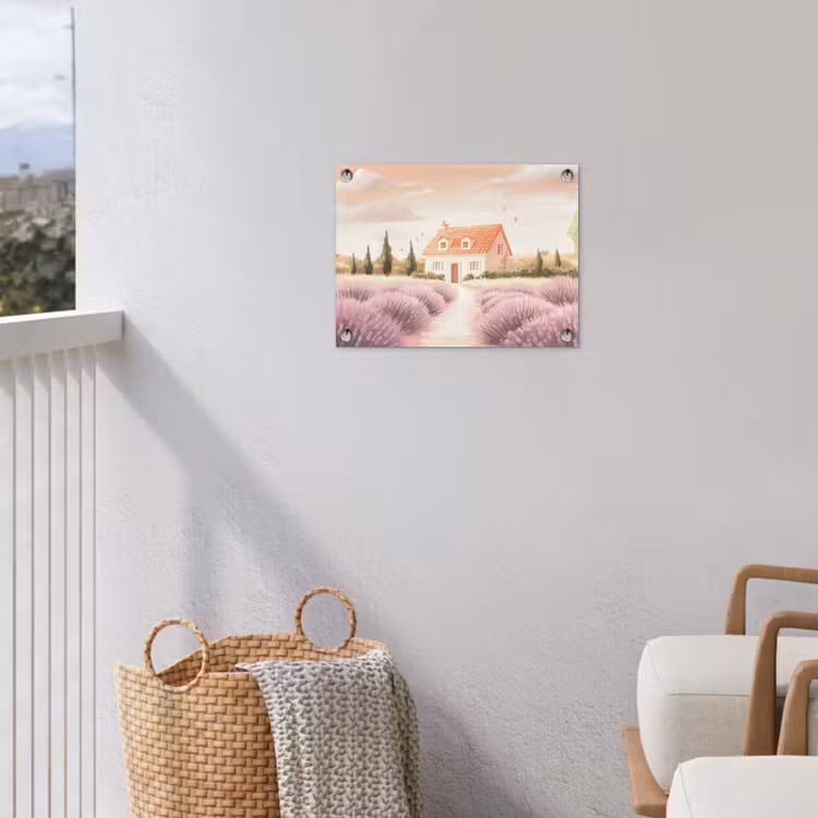 Tuinposter - Lavendelveld - Huis - Paars — 3