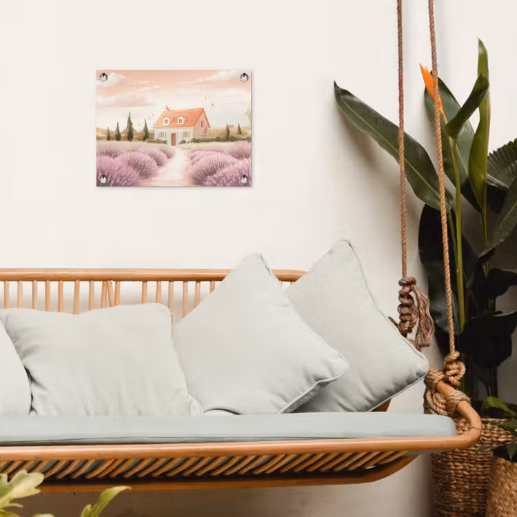Tuinposter - Lavendelveld - Huis - Paars — 5