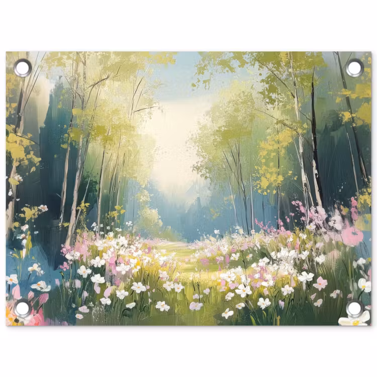 Tuinposter - Bos - Schilderstijl - Kleurrijk — 1