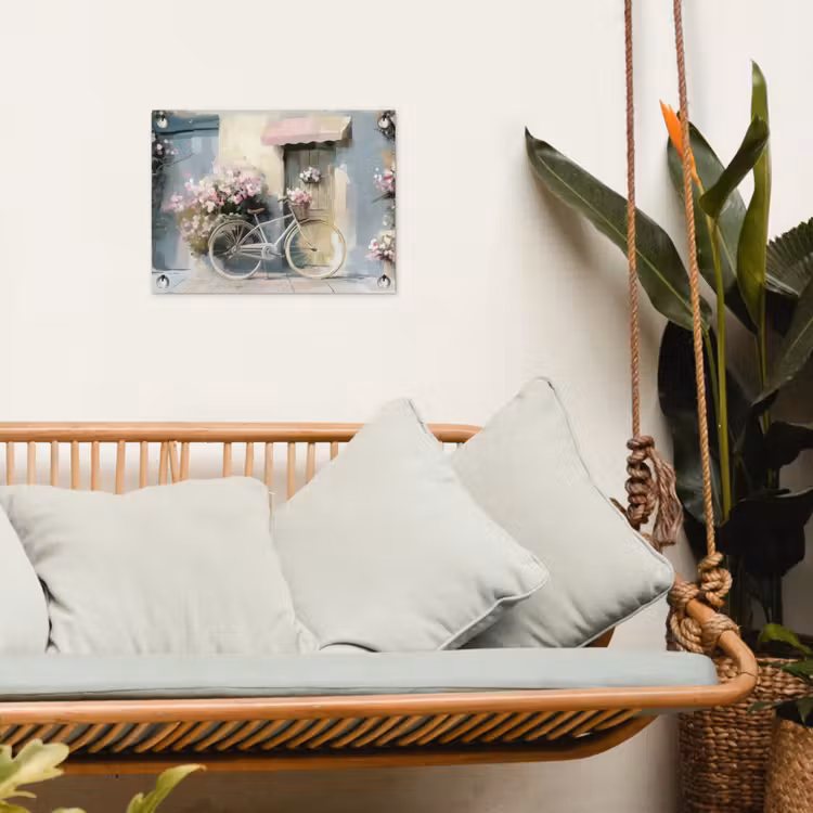 Tuinposter - Fiets - Pastelkleuren - Bloemen — 5