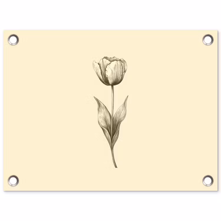 Tuinposter - Illustratie - Tulp - Zwart — 1