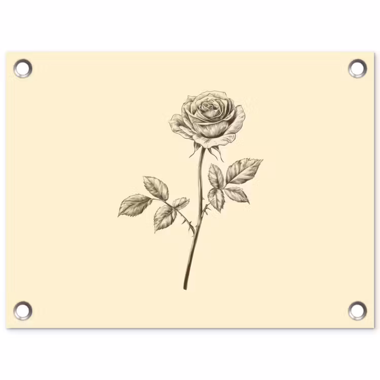 Tuinposter - Illustratie - Zwart - Roos — 1