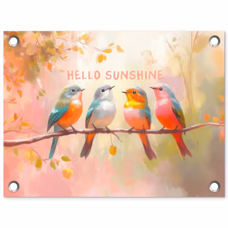 Tuinposter - Vogels - Tak - Quote - Roze — 1