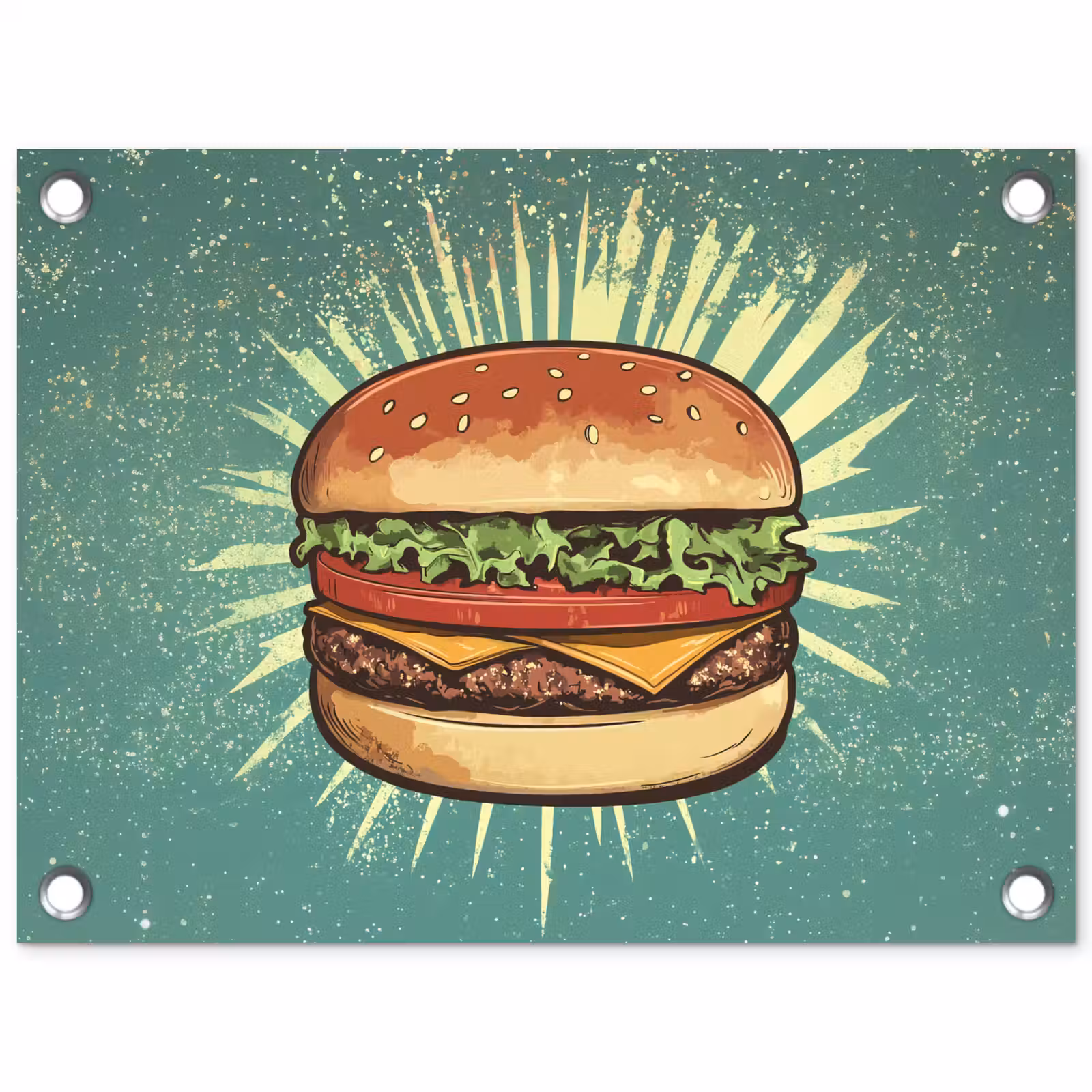 Tuinposter - Hamburger - Illustratie - Sla - Kaas — 1
