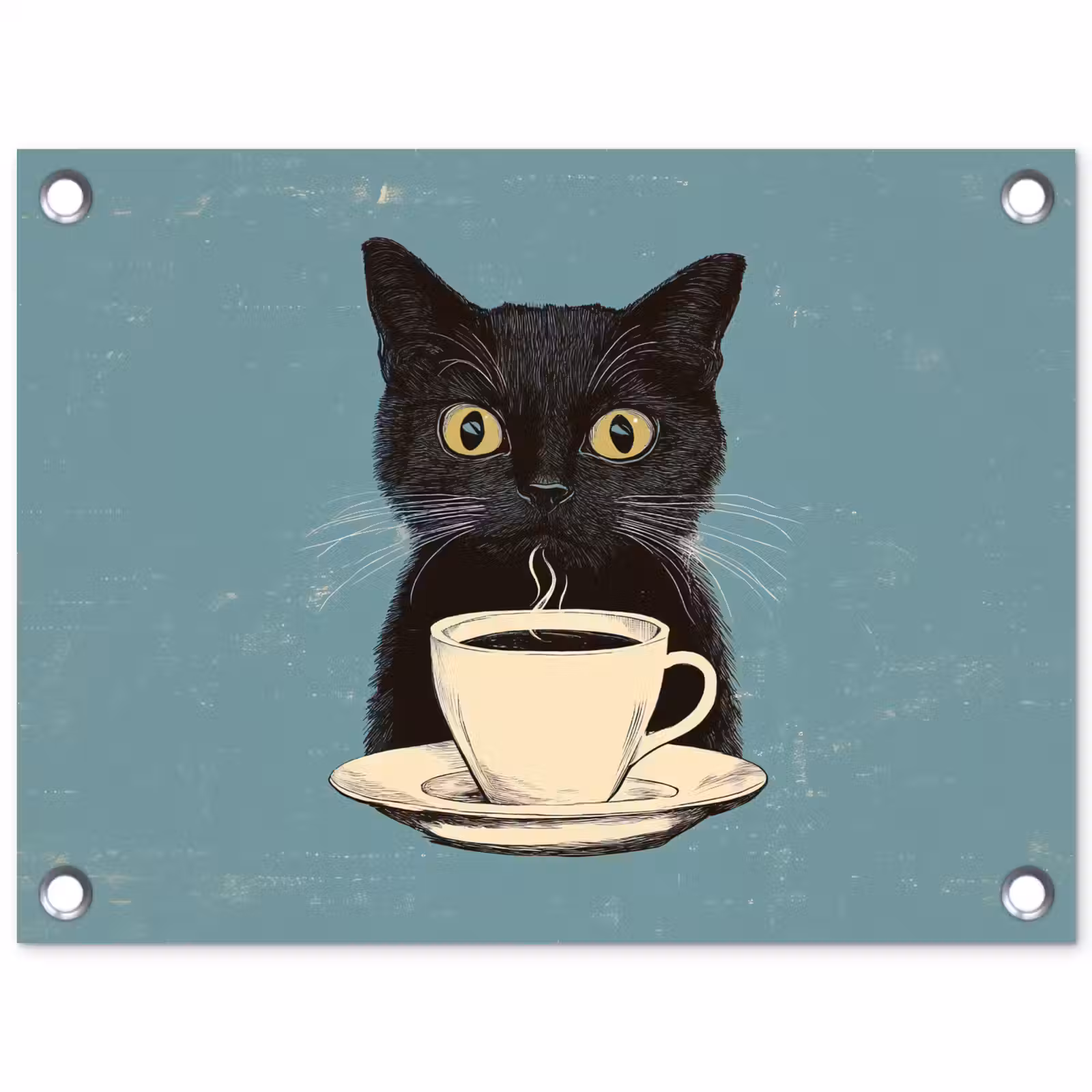 Tuinposter - Kat - Zwart - Koffie - Minimalistisch — 1
