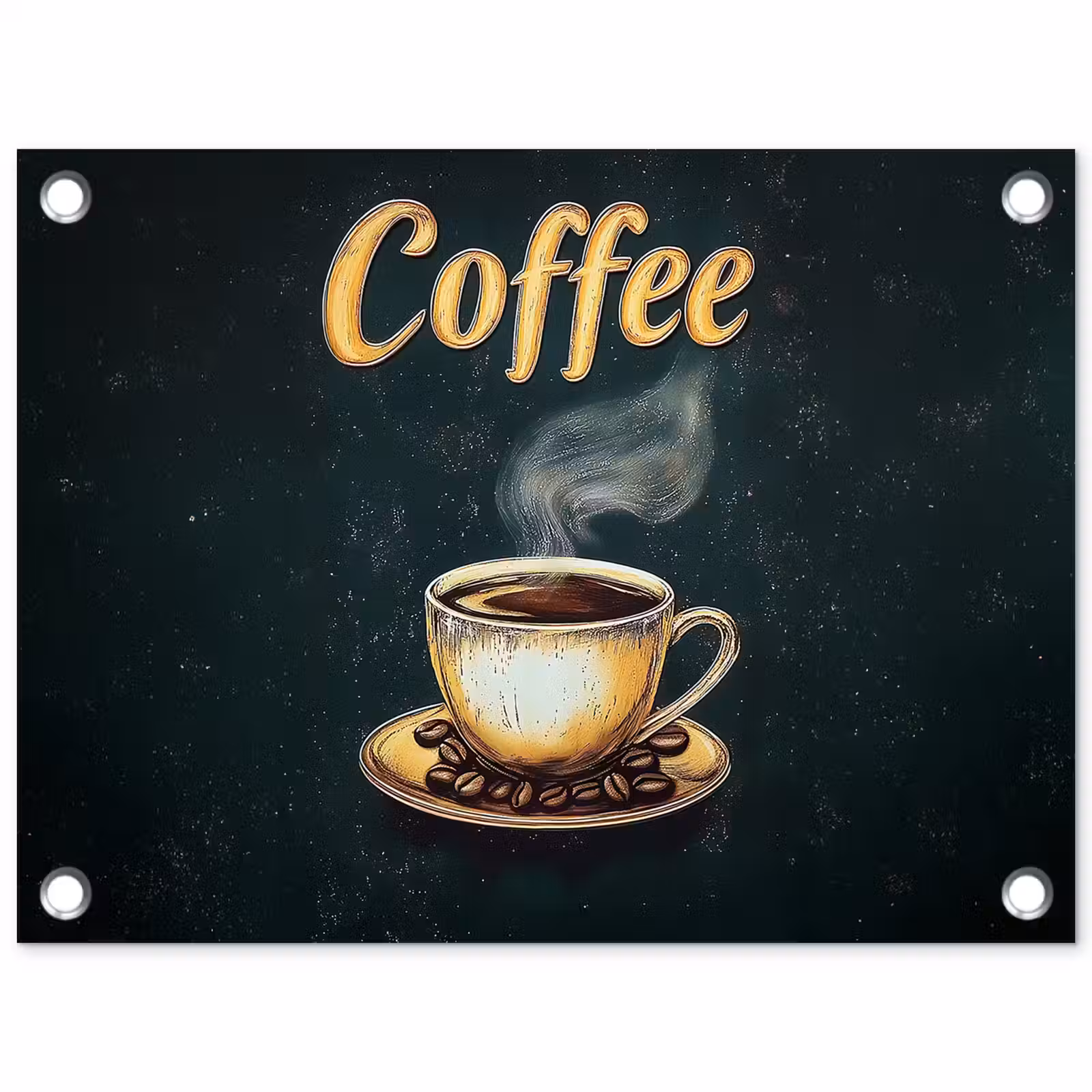Tuinposter - Koffie - Schotel - Koffiebonen - Retro — 1