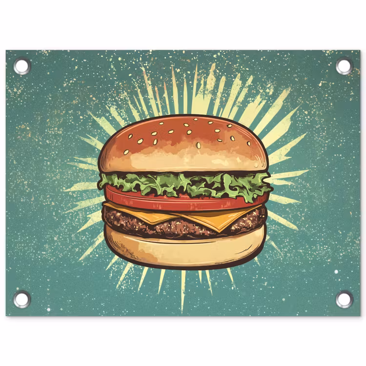 Tuinposter - Hamburger - Illustratie - Sla - Kaas — 1