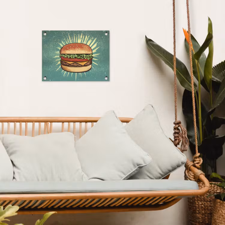 Tuinposter - Hamburger - Illustratie - Sla - Kaas — 5