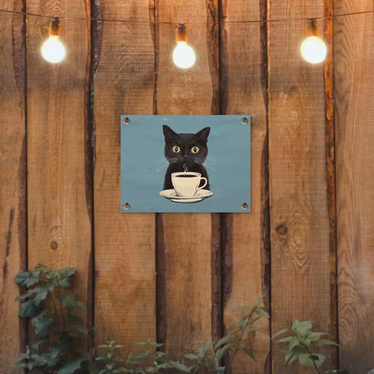 Tuinposter - Kat - Zwart - Koffie - Minimalistisch — 2