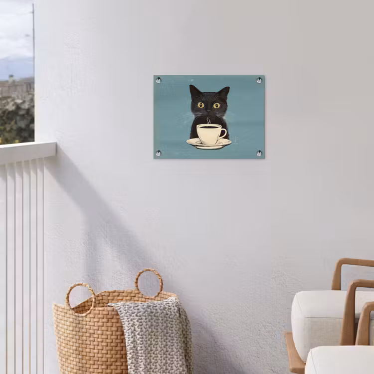 Tuinposter - Kat - Zwart - Koffie - Minimalistisch — 3