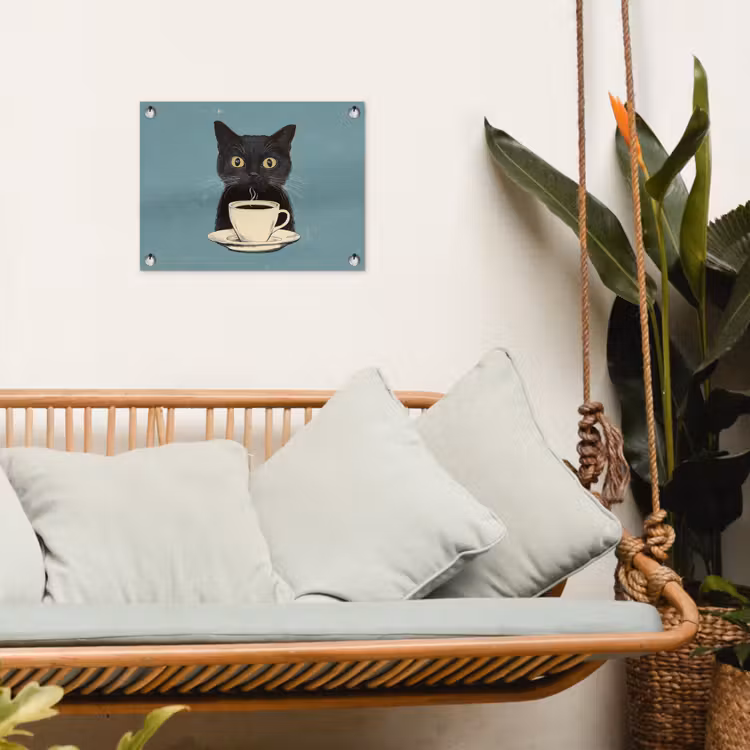 Tuinposter - Kat - Zwart - Koffie - Minimalistisch — 5