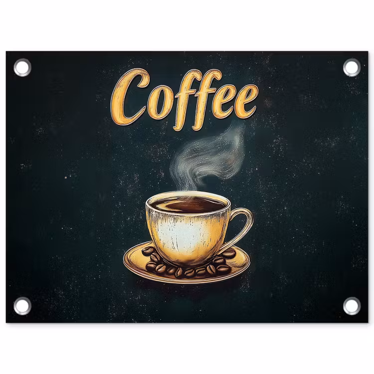 Tuinposter - Koffie - Schotel - Koffiebonen - Retro — 1