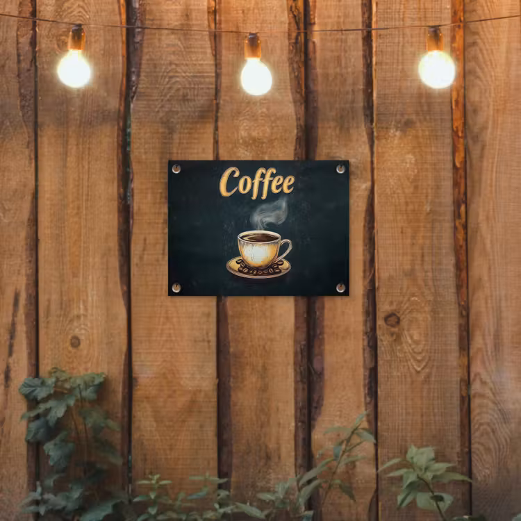Tuinposter - Koffie - Schotel - Koffiebonen - Retro — 2