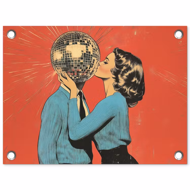 Tuinposter - Vrouw - Retro - Discobal - Kus — 1