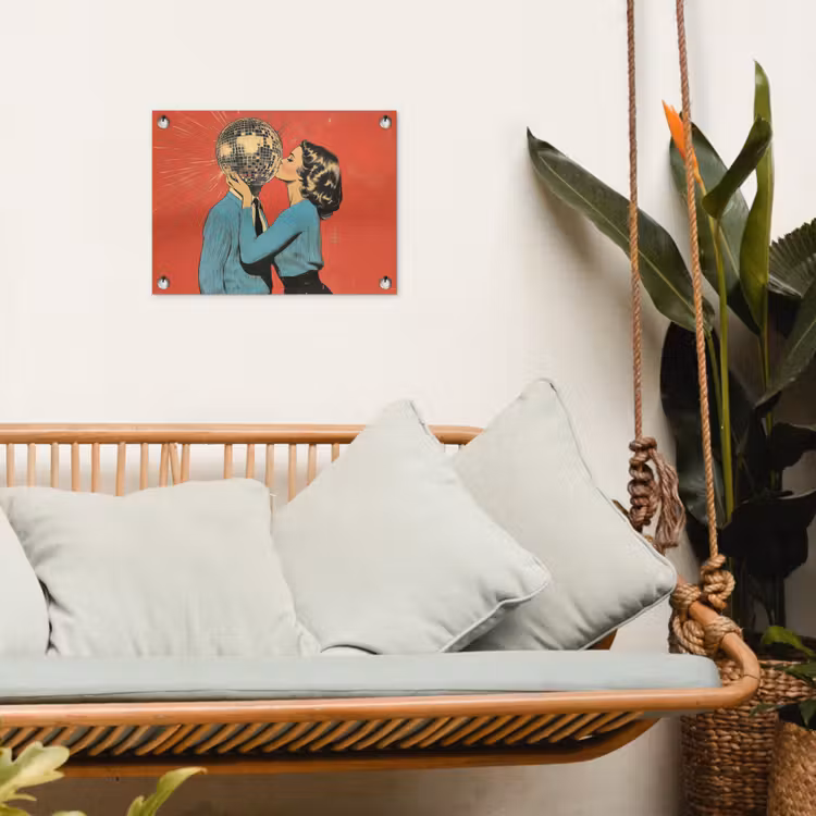 Tuinposter - Vrouw - Retro - Discobal - Kus — 5
