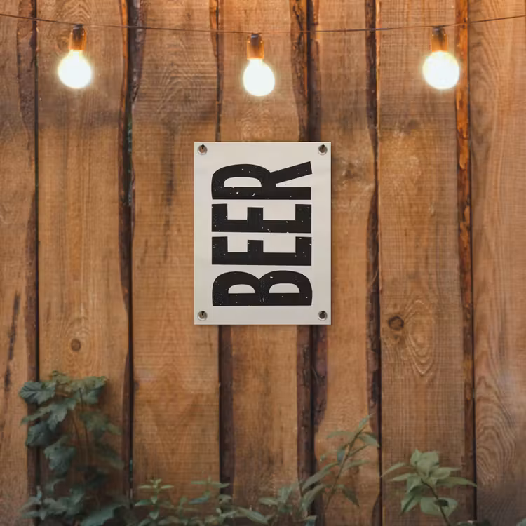 Tuinposter - Beer - Vintage - Zwart - Beige — 2
