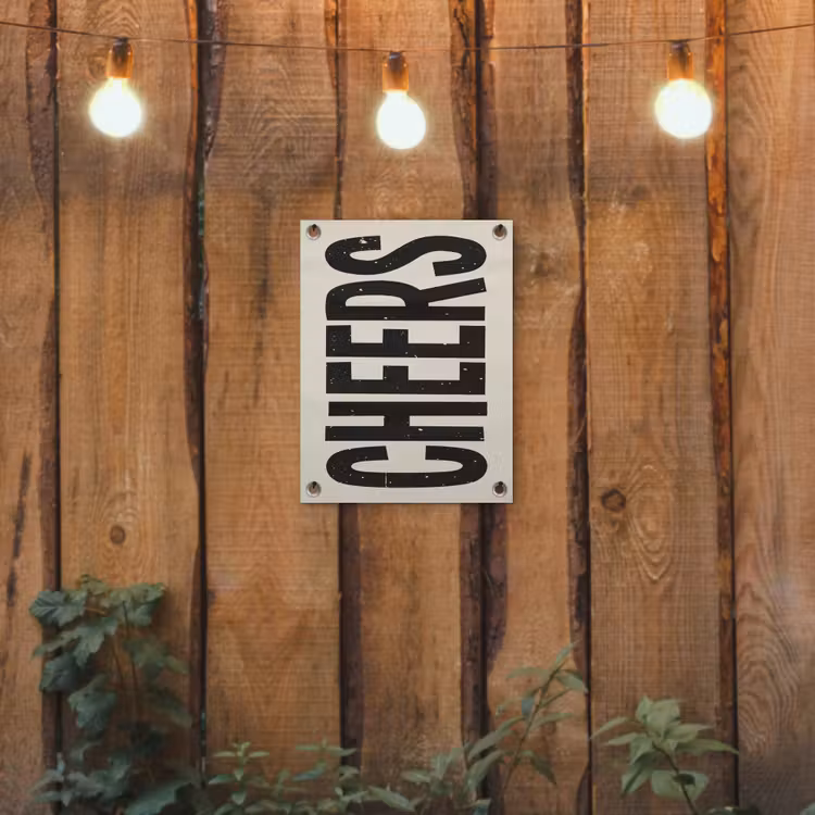 Tuinposter - Cheers - Japandi - Zwart - Letters — 2