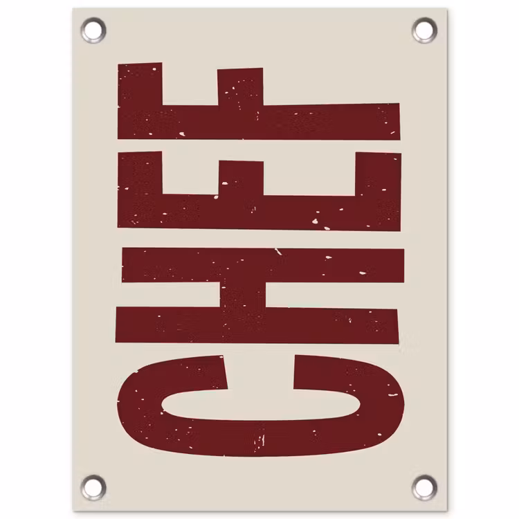 Tuinposter - Chef - Rood - Japandi - Vintage — 1