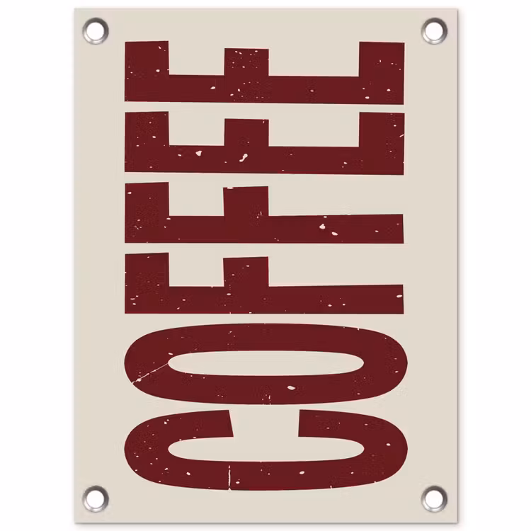Tuinposter - Koffie -Japandi - Rood - Vintage — 1